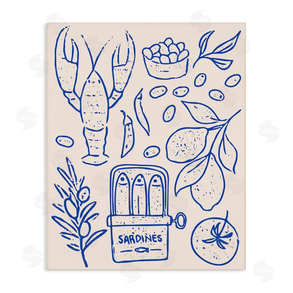 Camila Juncos Seafood & Herbs Simplicity Stretched Canvas Wall Art Print