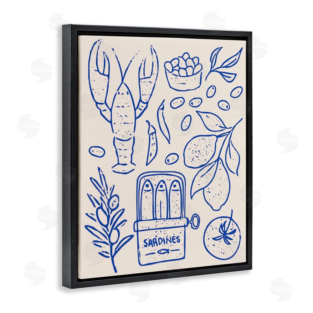 Camila Juncos Seafood & Herbs Simplicity Black Floating Frame Canvas Wall Art Print