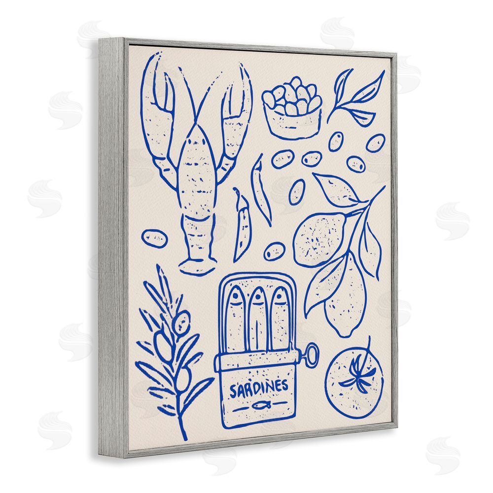 Camila Juncos Seafood & Herbs Simplicity Gray Framed Giclee Wall Art Print