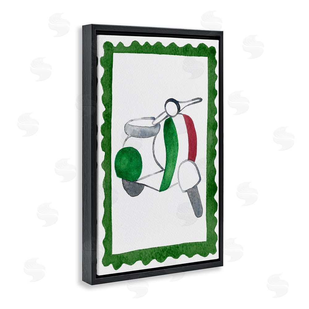 Camila Juncos Italian Motor Scooter Black Floating Frame Canvas Wall Art
