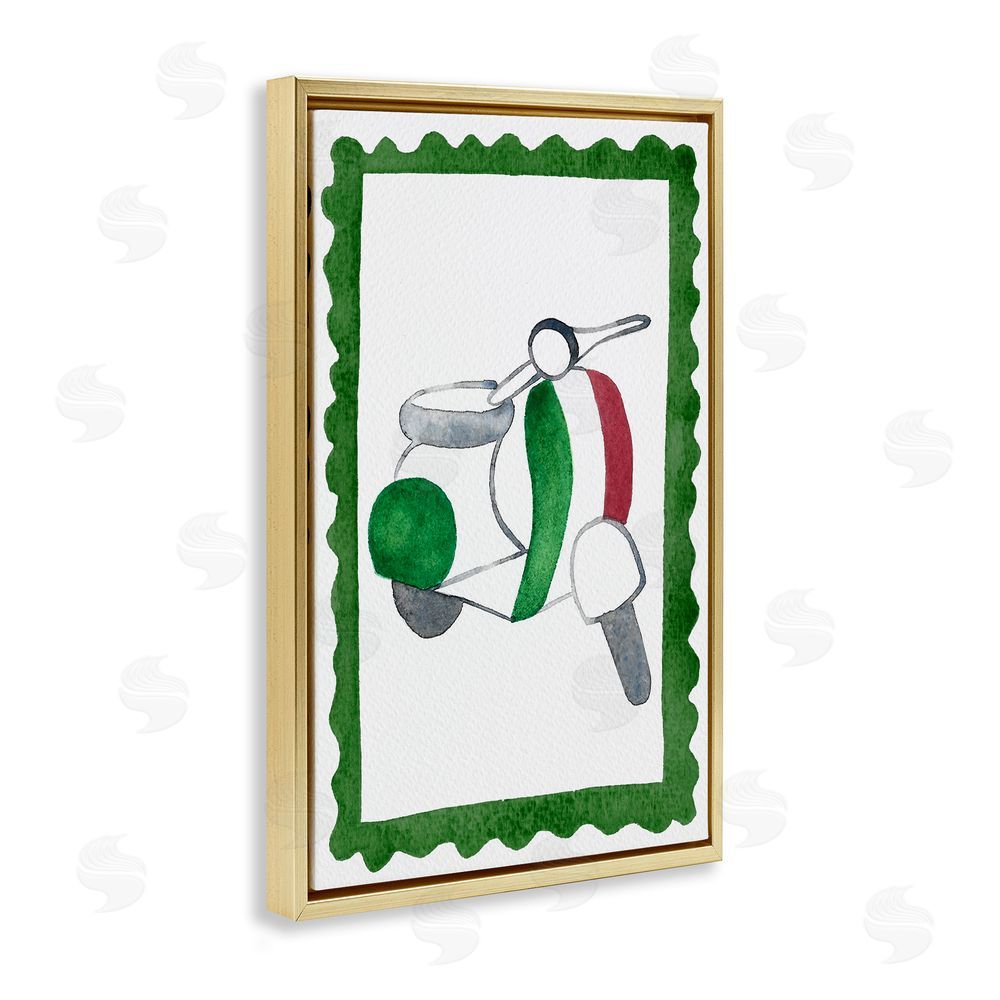 Camila Juncos Italian Motor Scooter Gold Floating Frame Canvas Wall Art