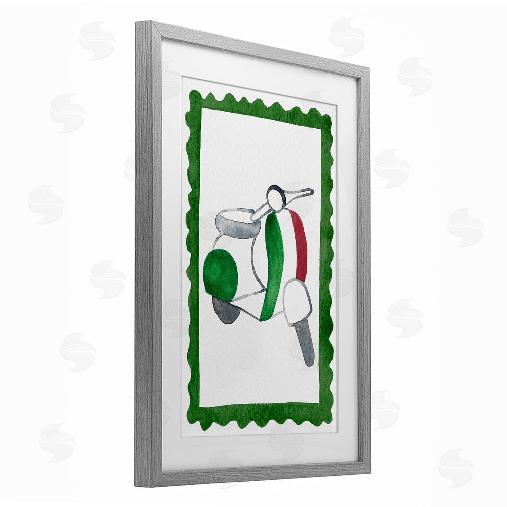 Camila Juncos Italian Motor Scooter Gray Framed Print Under Glass with Mat Wall Art