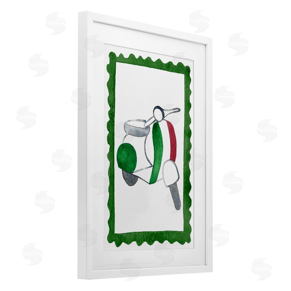 Camila Juncos Italian Motor Scooter White Framed Print Under Glass with Mat Wall Art