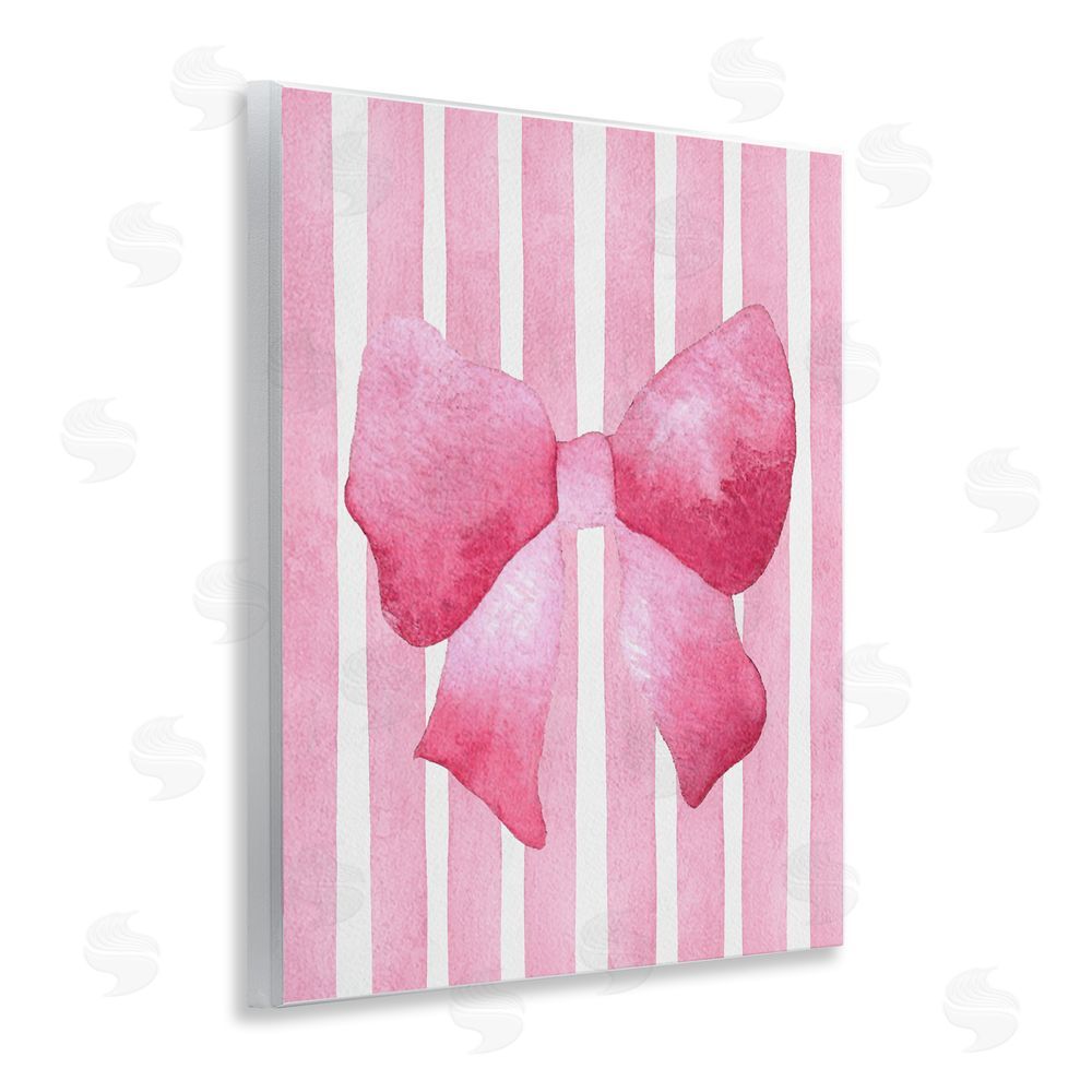 Camila Juncos Chic Bow on Pink Stripes Wall Plaque Art Print