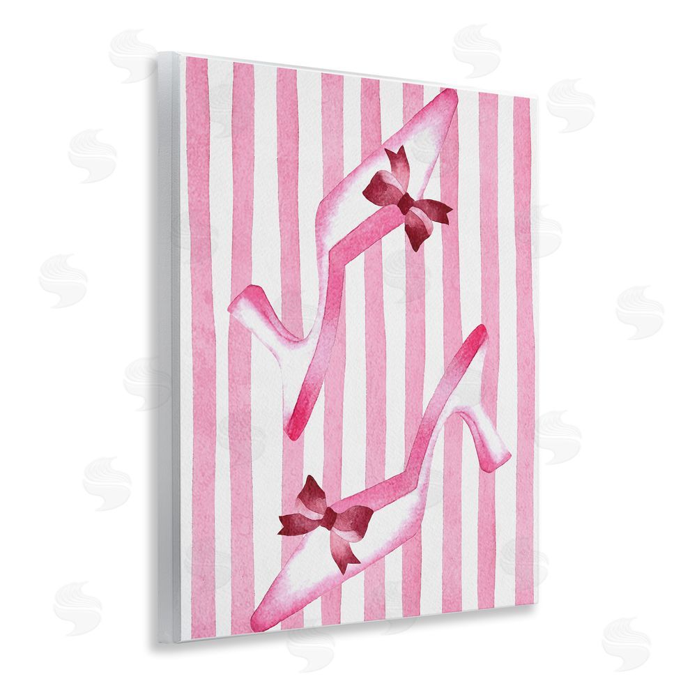Camila Juncos Bow Heels on Pink Stripes Wall Plaque Art Print