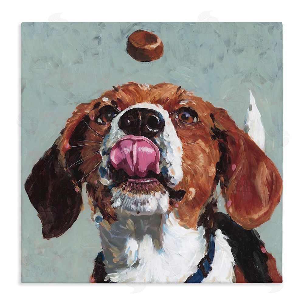 Studio Bautista Beagle Treat Excitement Stretched Canvas Wall Art Print