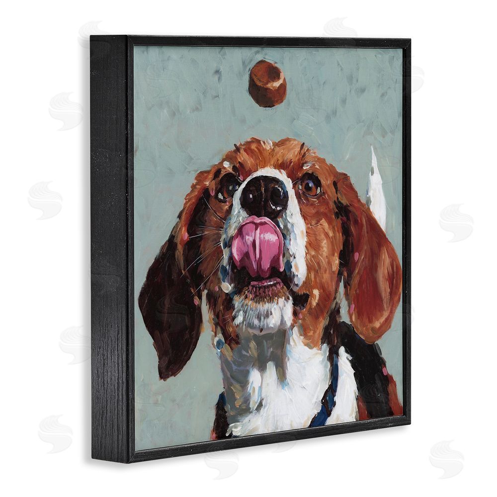 Studio Bautista Beagle Treat Excitement Black Framed Giclee Wall Art Print
