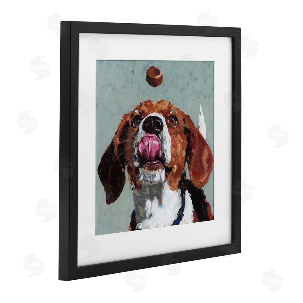 Studio Bautista Beagle Treat Excitement Black Framed Print Under Glass Wall Art