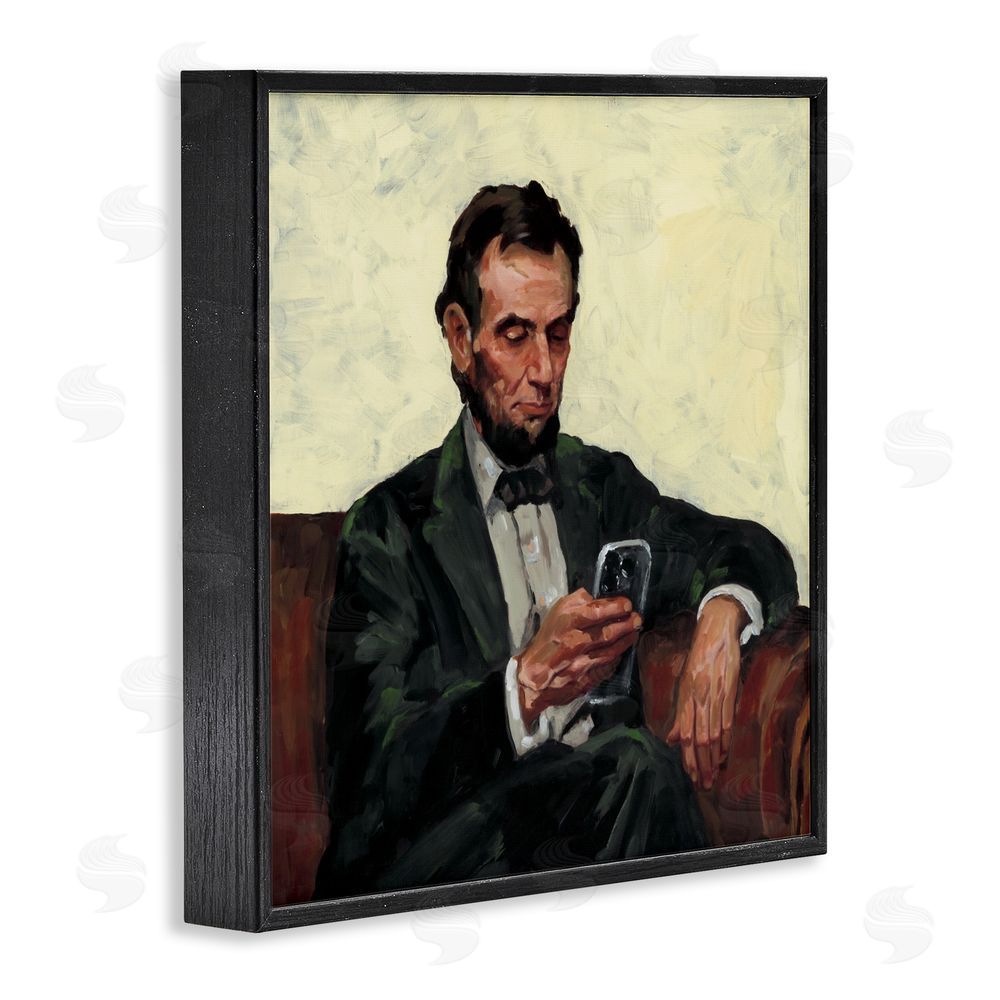 Studio Bautista Abe with Cellphone Black Framed Giclee Wall Art Print