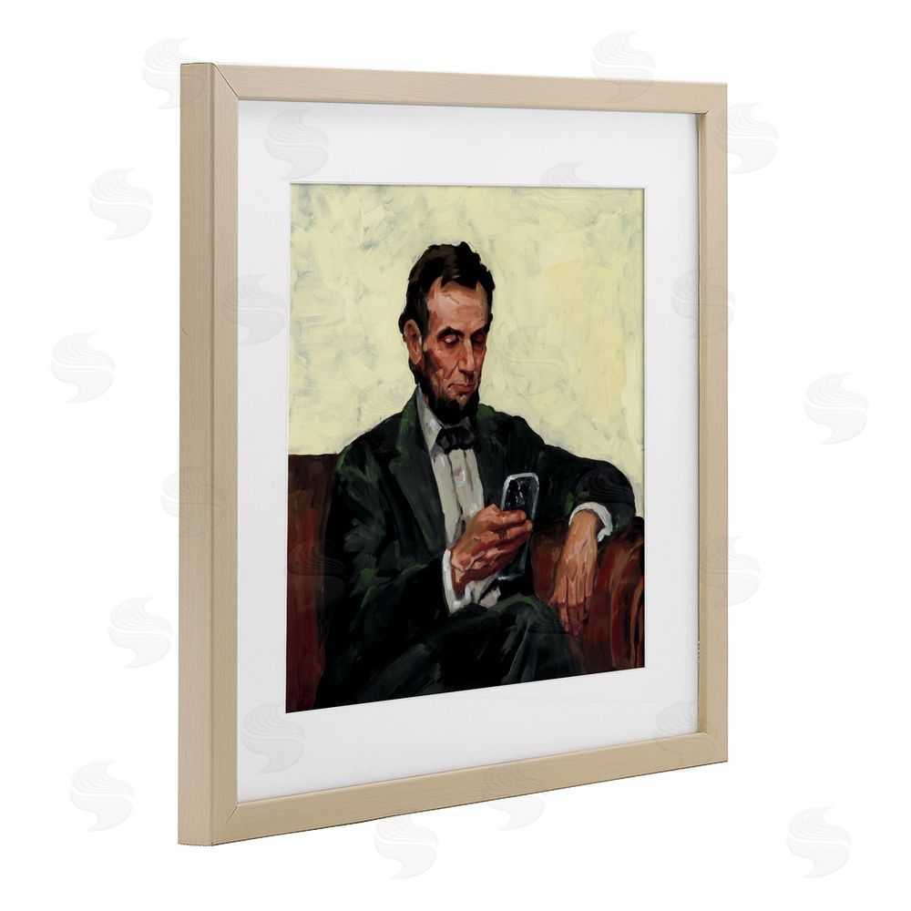 Studio Bautista Abe with Cellphone Birch Framed Print Under Glass Wall Art