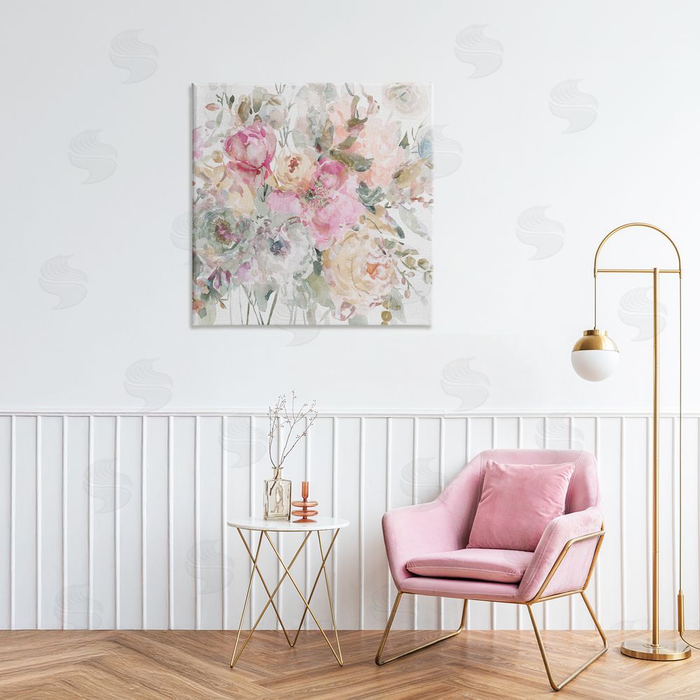 Carol Robinson Romantic Pastel Petals Stretched Canvas Wall Art in Room