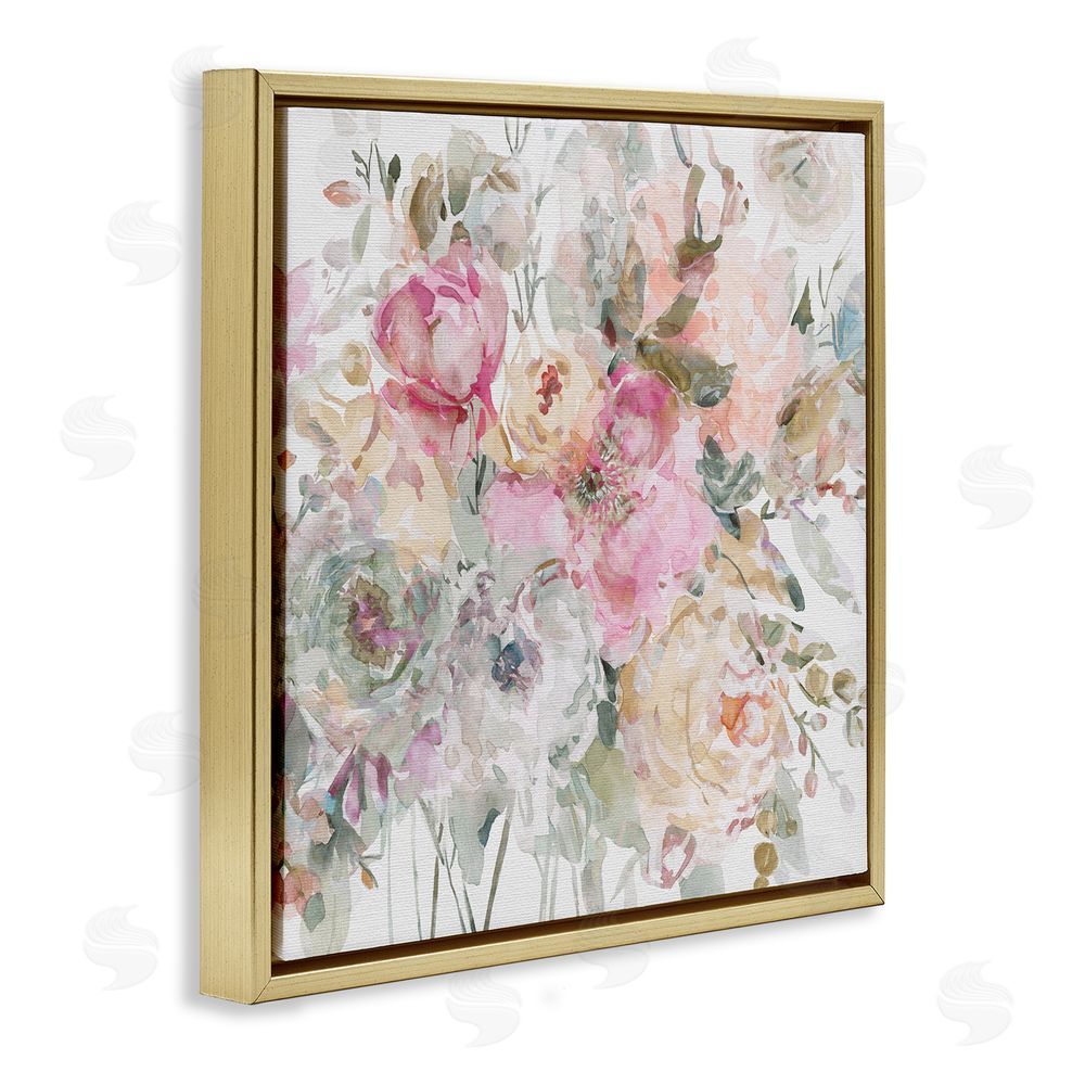 Carol Robinson Romantic Pastel Petals Gold Floating Frame Canvas Wall Art Print