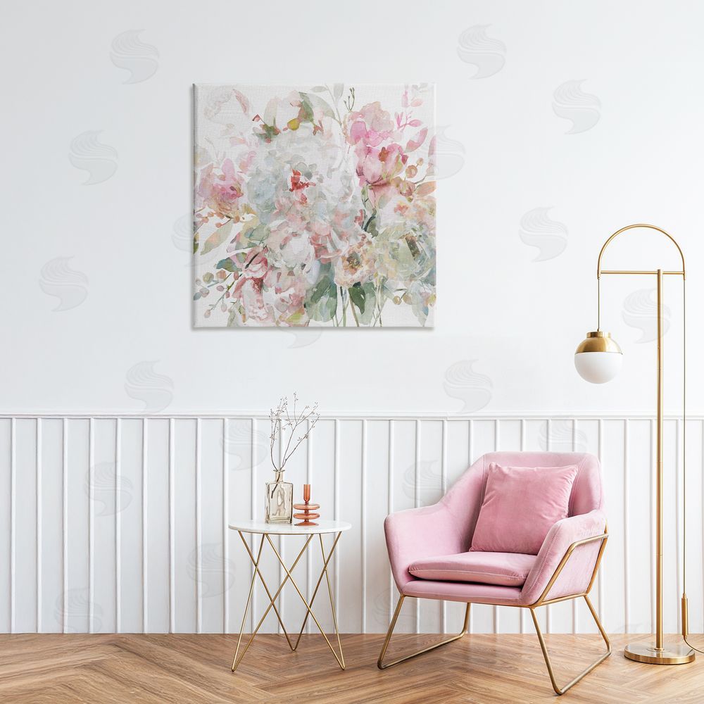 Carol Robinson Romantic Pastel Blossoms Stretched Canvas Wall Art in Room