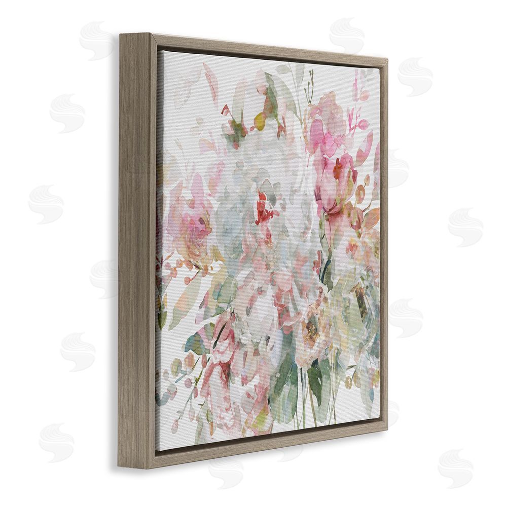 Carol Robinson Romantic Pastel Blossoms Brown Floating Frame Canvas Wall Art Print