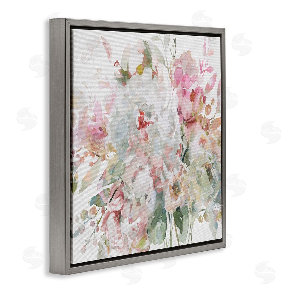 Carol Robinson Romantic Pastel Blossoms Gray Floating Frame Canvas Wall Art Print