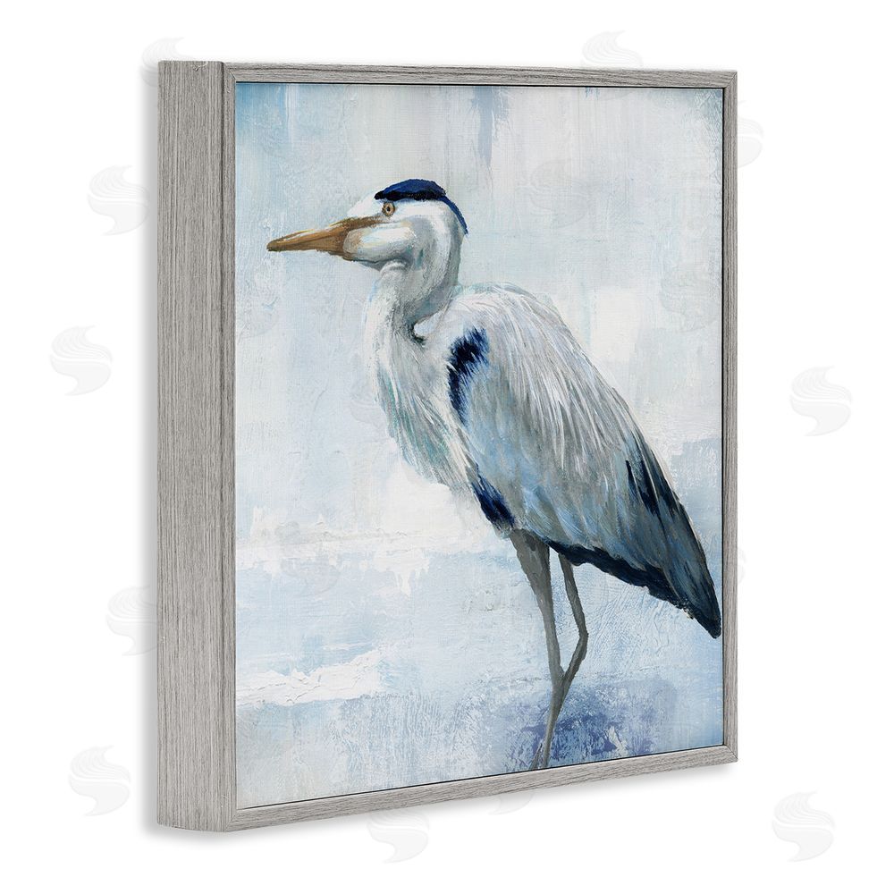 Nan Faded Blue Heron Gray Framed Giclee Wall Art Print