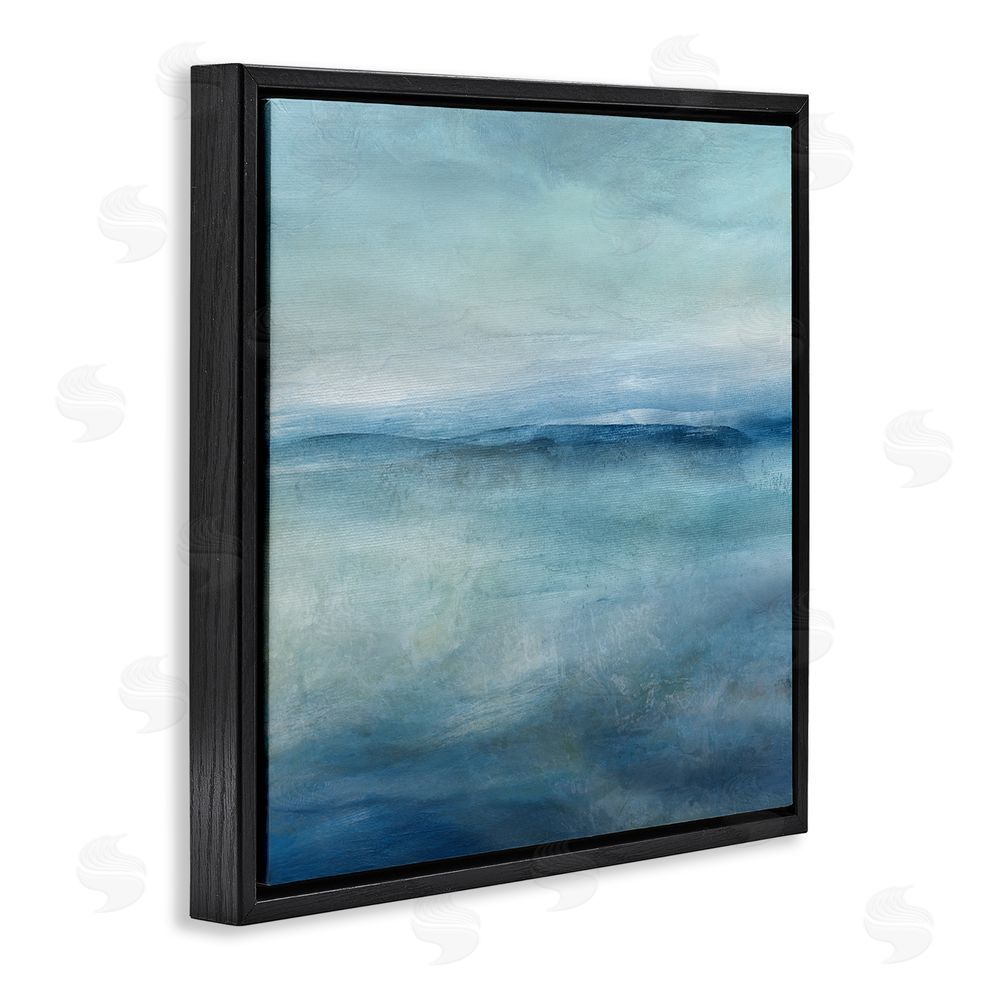 Carol Robinson Misty Blue Coastal Horizon Black Floating Frame Canvas Wall Art Print
