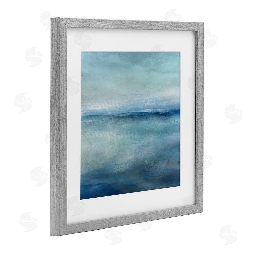 Carol Robinson Misty Blue Coastal Horizon Gray Framed Print Under Glass Wall Art