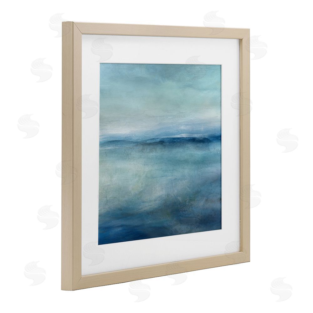 Carol Robinson Misty Blue Coastal Horizon Brown Framed Print Under Glass Wall Art