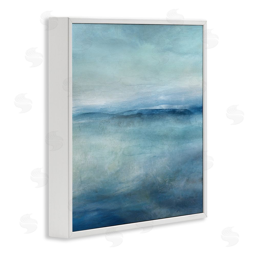 Carol Robinson Misty Blue Coastal Horizon White Framed Giclee Wall Art Print