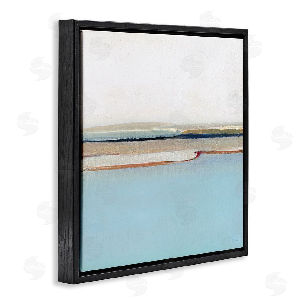 Sally Swatland Serene Minimal Shoreline at Dawn Black Floating Frame Canvas Wall Art Print