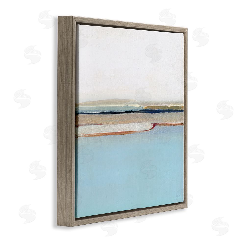 Sally Swatland Serene Minimal Shoreline at Dawn Brown Floating Frame Canvas Wall Art Print