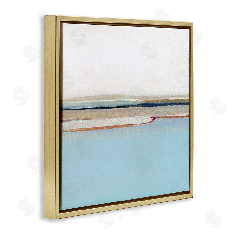 Sally Swatland Serene Minimal Shoreline at Dawn Gold Floating Frame Canvas Wall Art Print