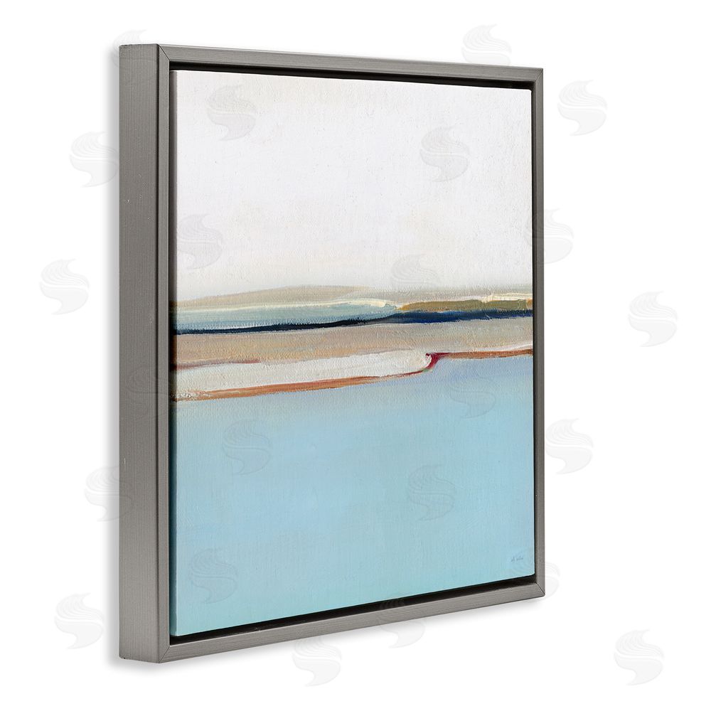 Sally Swatland Serene Minimal Shoreline at Dawn Gray Floating Frame Canvas Wall Art Print