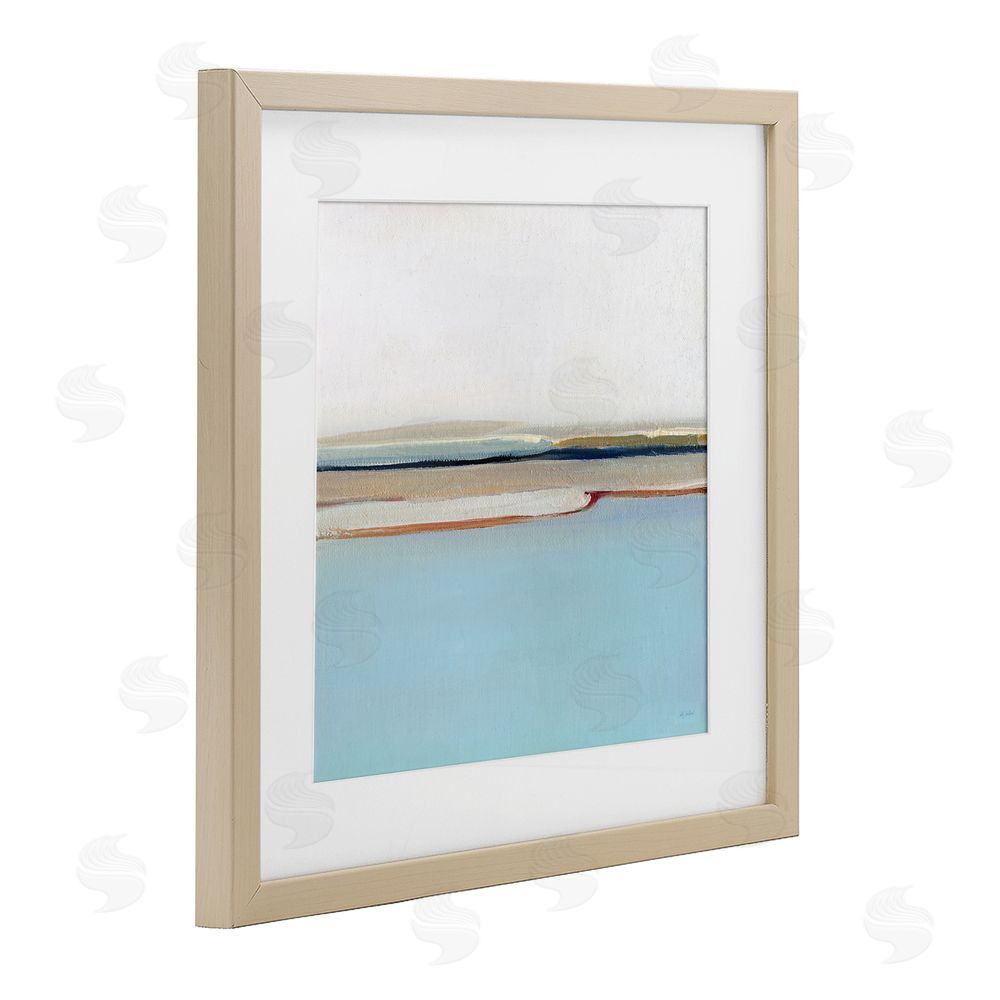 Sally Swatland Serene Minimal Shoreline at Dawn Brown Framed Print Under Glass Wall Art