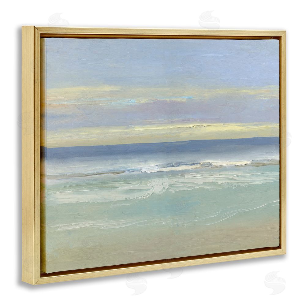 Sally Swatland Tranquil Coastal Morning Waves Gold Floating Frame Canvas Wall Art Print