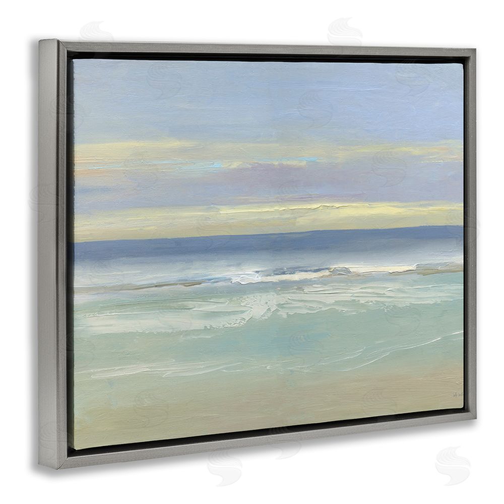 Sally Swatland Tranquil Coastal Morning Waves Gray Floating Frame Canvas Wall Art Print
