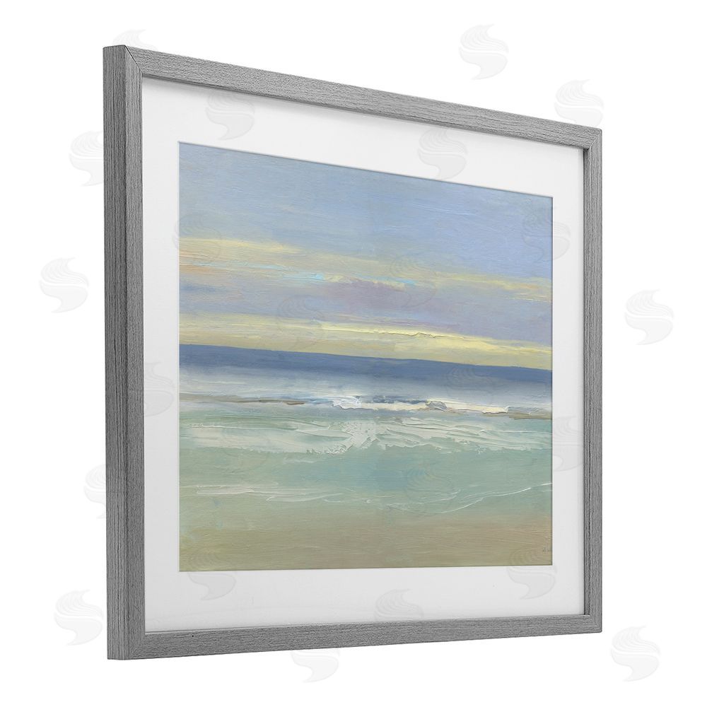Sally Swatland Tranquil Coastal Morning Waves Gray Framed Print Under Glass Wall Art