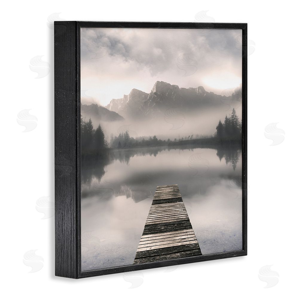 Irene Weisz Calm Reflective Waters & Mountains Black Framed Giclee Wall Art Print