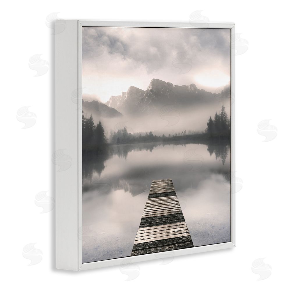 Irene Weisz Calm Reflective Waters & Mountains White Framed Giclee Wall Art Print