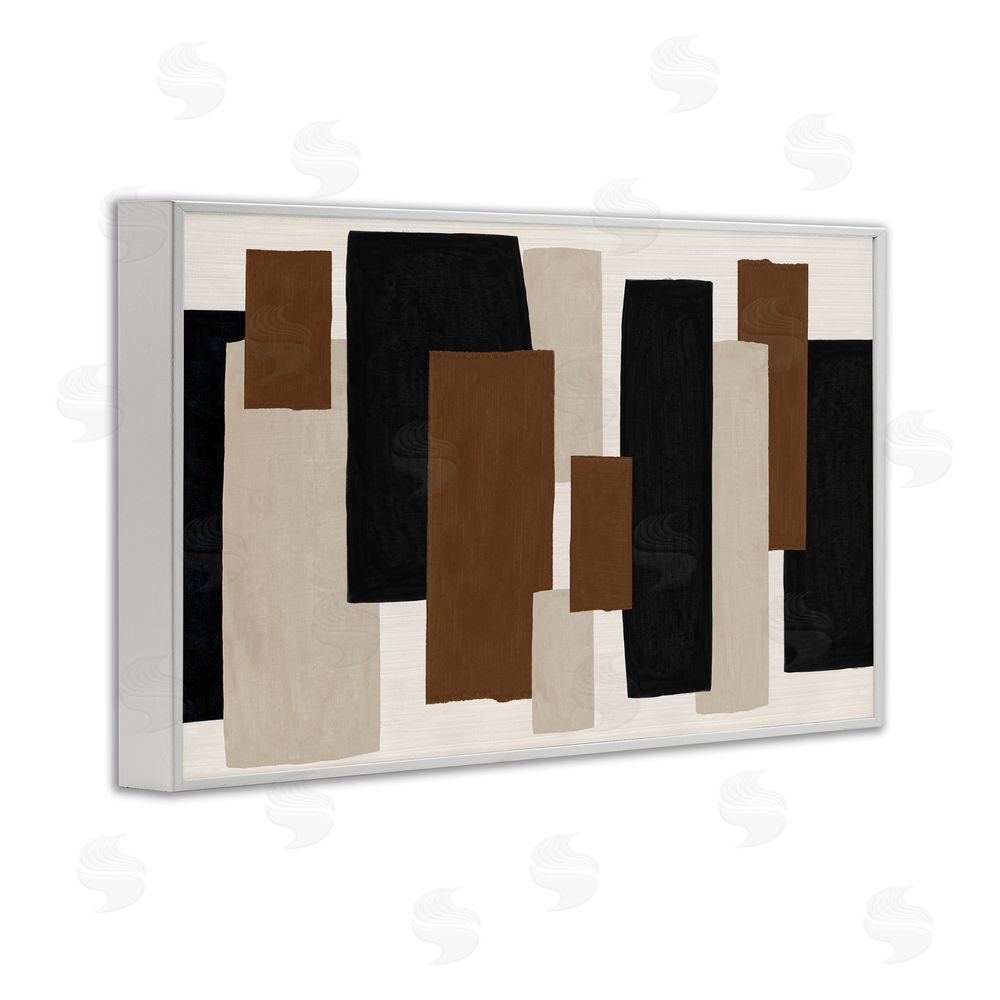 Janet Tava Minimal Vertical Blocks in Earth Tones White Framed Giclee Wall Art Print