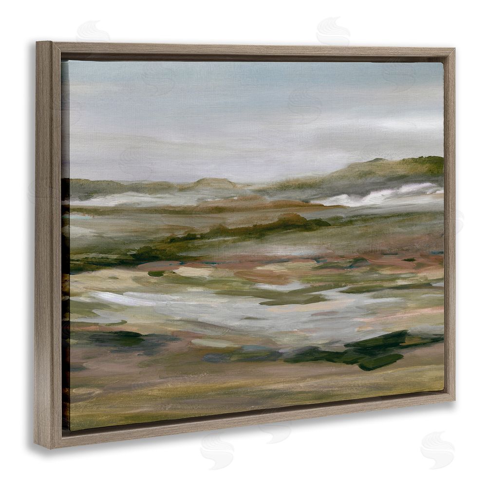 Carol Robinson Natural Meadow Abstract Horizon Brown Floating Frame Canvas Wall Art Print