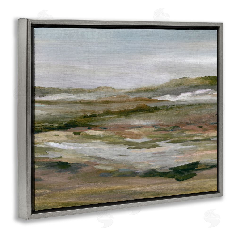 Carol Robinson Natural Meadow Abstract Horizon Gray Floating Frame Canvas Wall Art Print