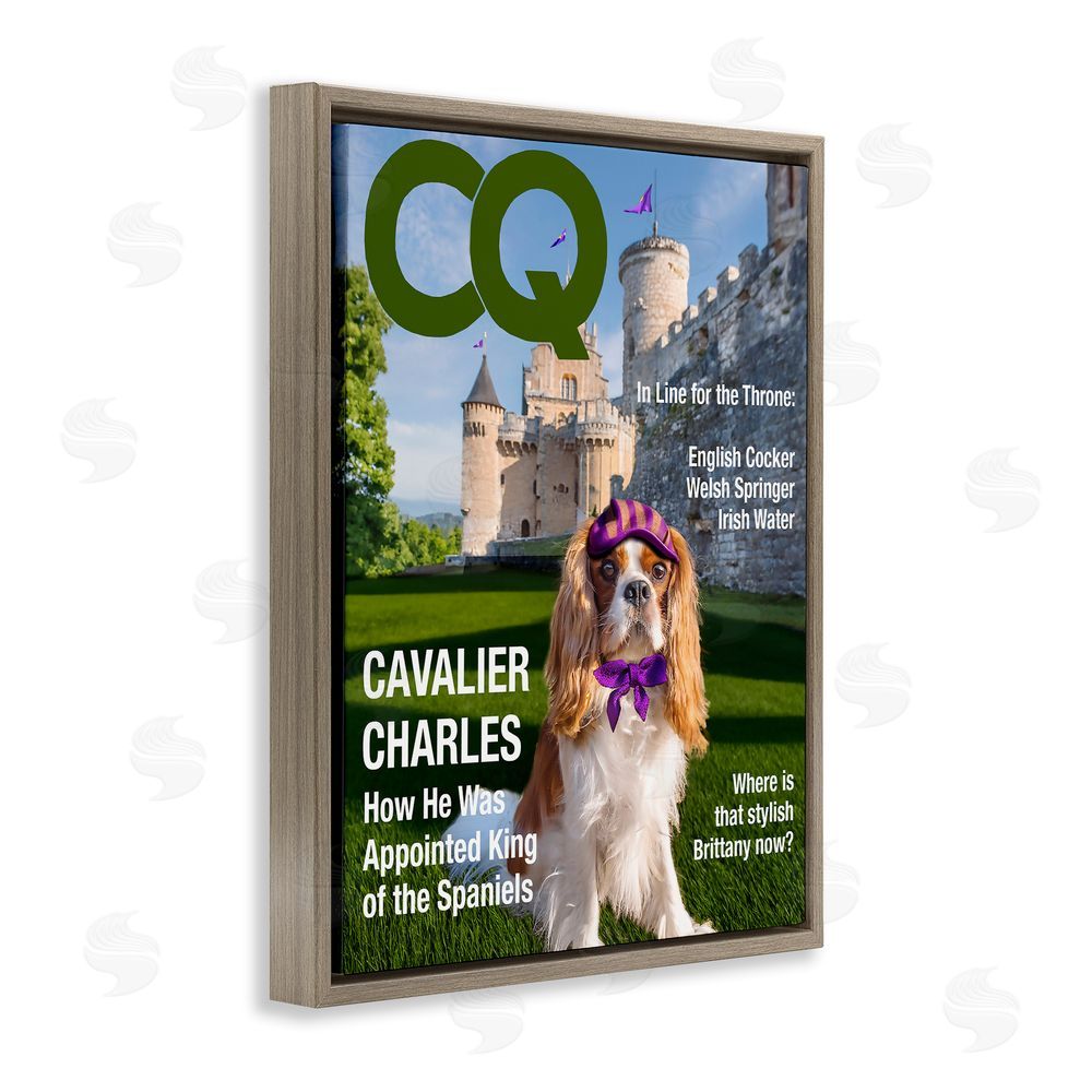 Grotto Studios Royal Cavalier Magazine Brown Floating Frame Canvas Wall Art Print