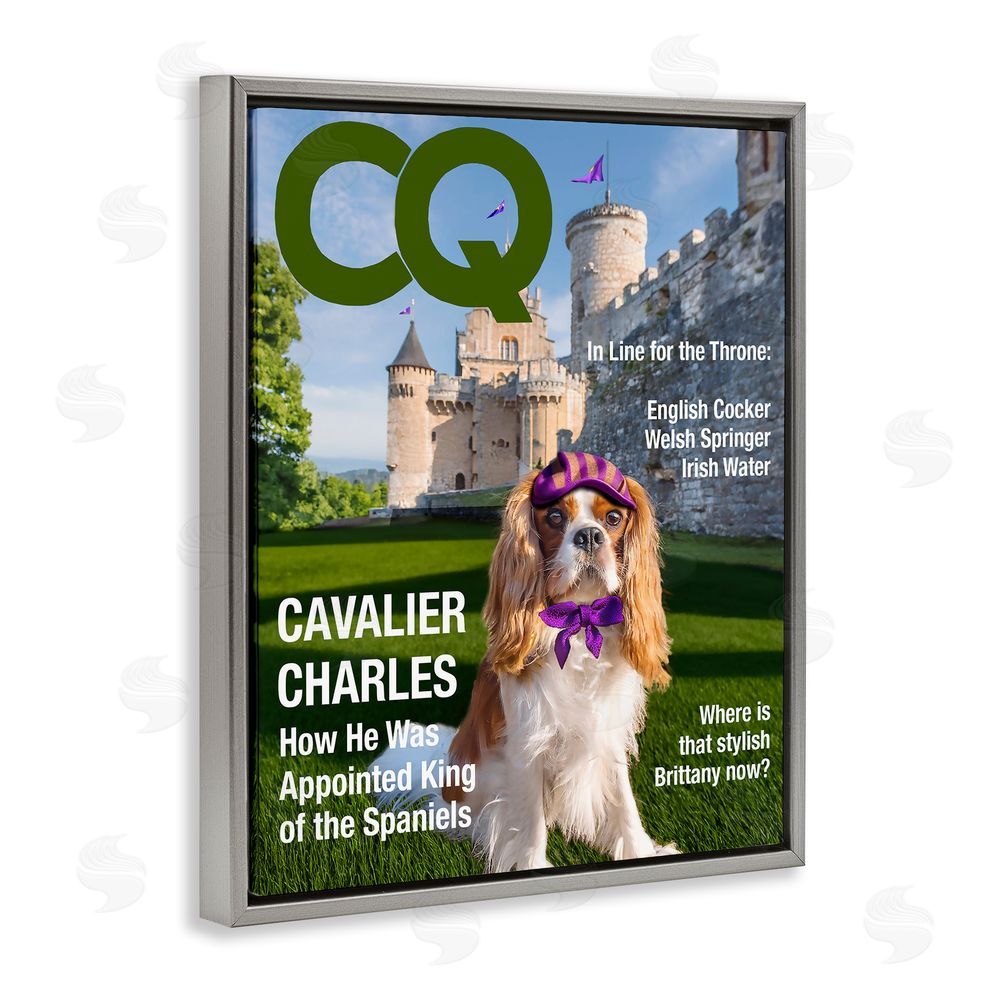 Grotto Studios Royal Cavalier Magazine Gray Floating Frame Canvas Wall Art Print