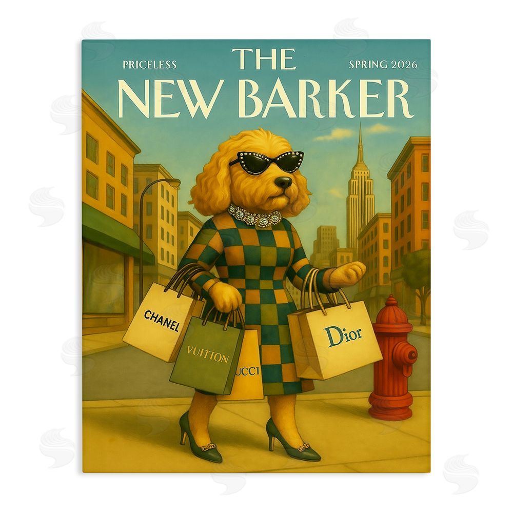 Grotto Studios New Barker Dog Magazine Stretched Canvas Wall Art Print