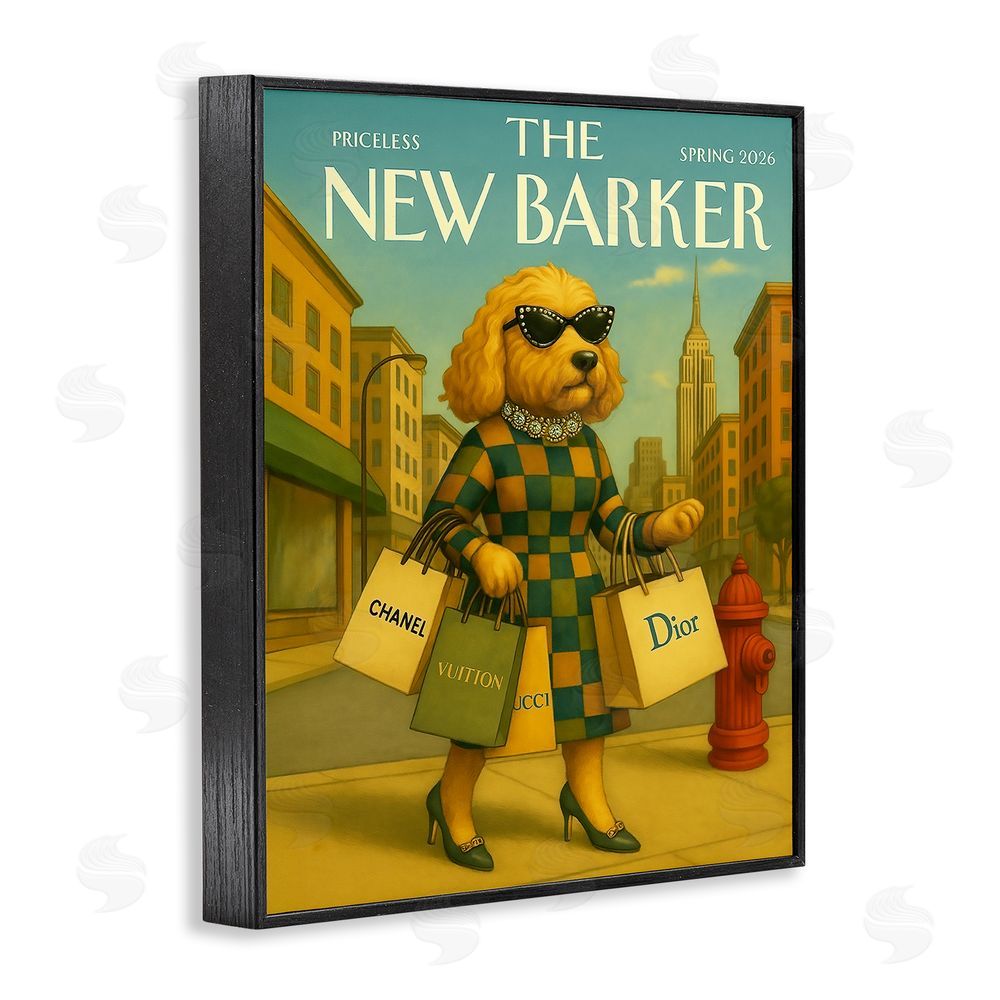 Grotto Studios New Barker Dog Magazine Black Framed Giclee Wall Art Print