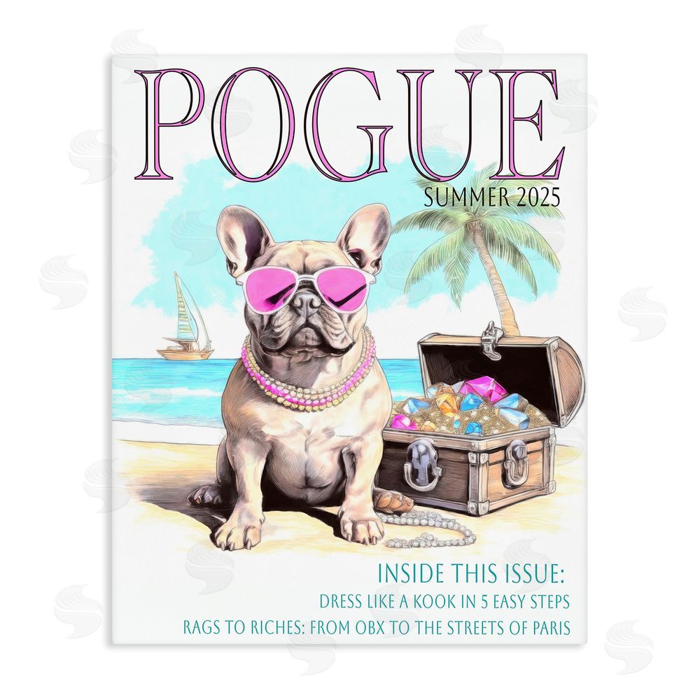 Grotto Studios Pogue Summer Dog Fashion Stretched Canvas Wall Art Print