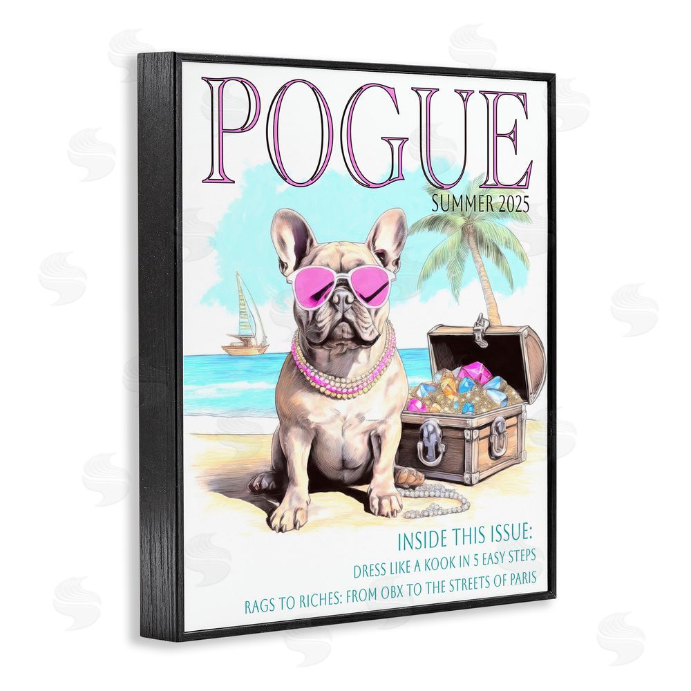 Grotto Studios Pogue Summer Dog Fashion Black Framed Giclee Wall Art Print