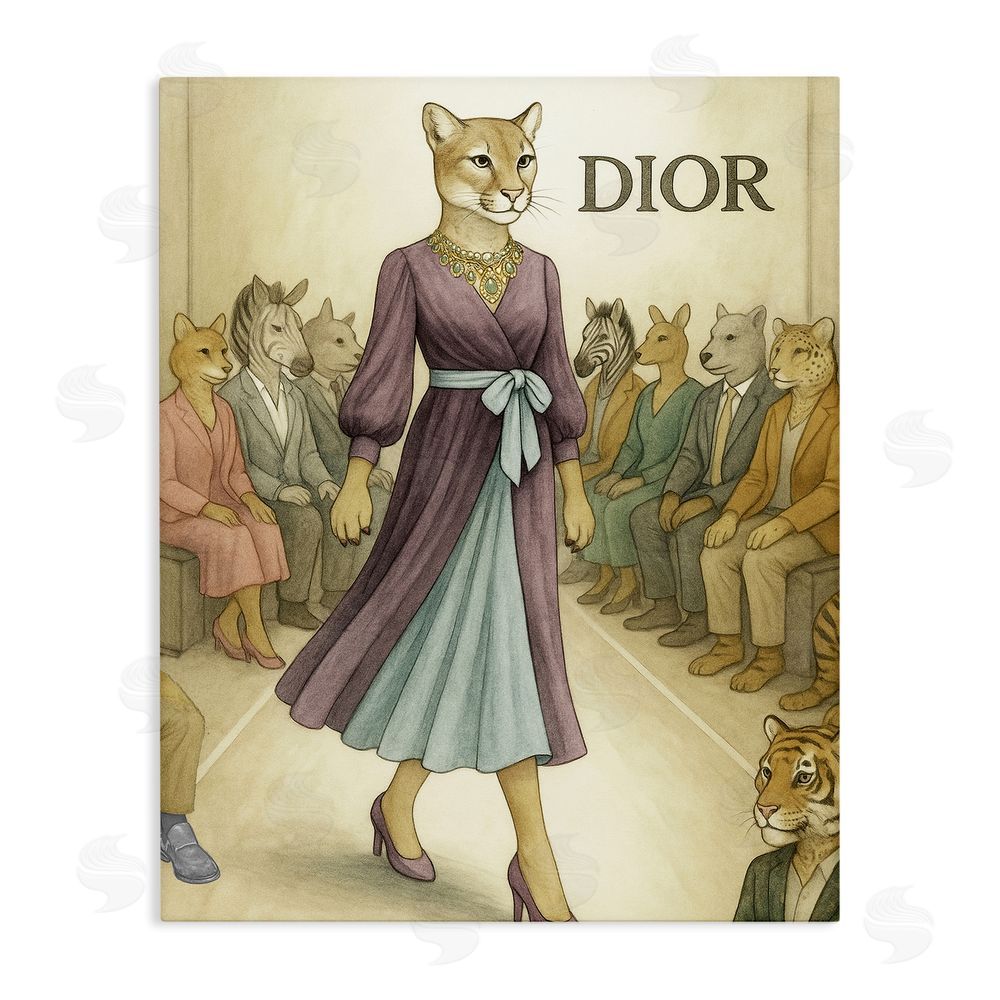Grotto Studios Fashion Runway Cougar Stretched Canvas Wall Art