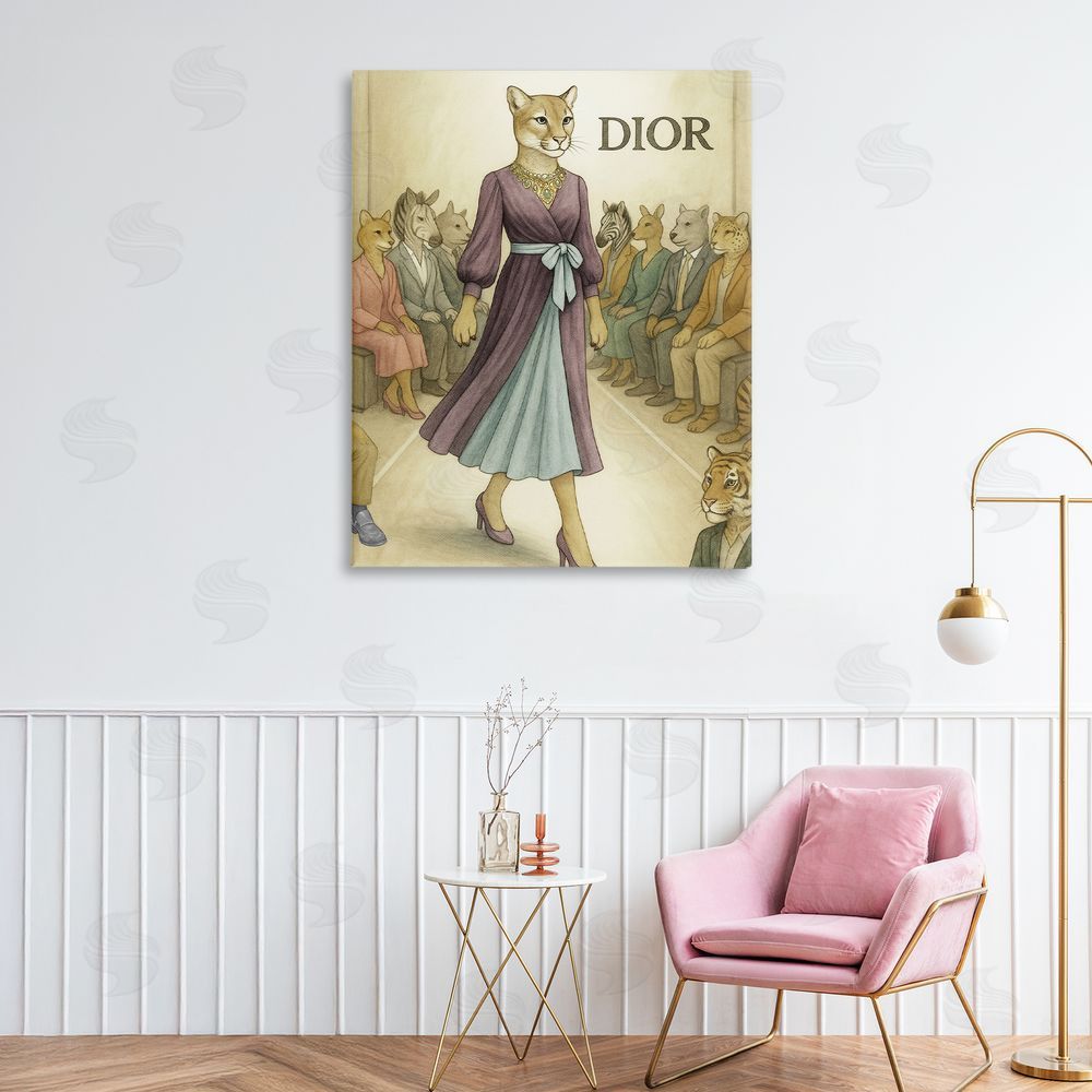 Grotto Studios Fashion Runway Cougar Stretched Canvas Wall Art in Room