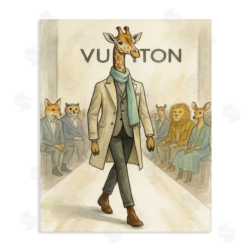 Grotto Studios Fashion Runway Giraffe Stretched Canvas Wall Art