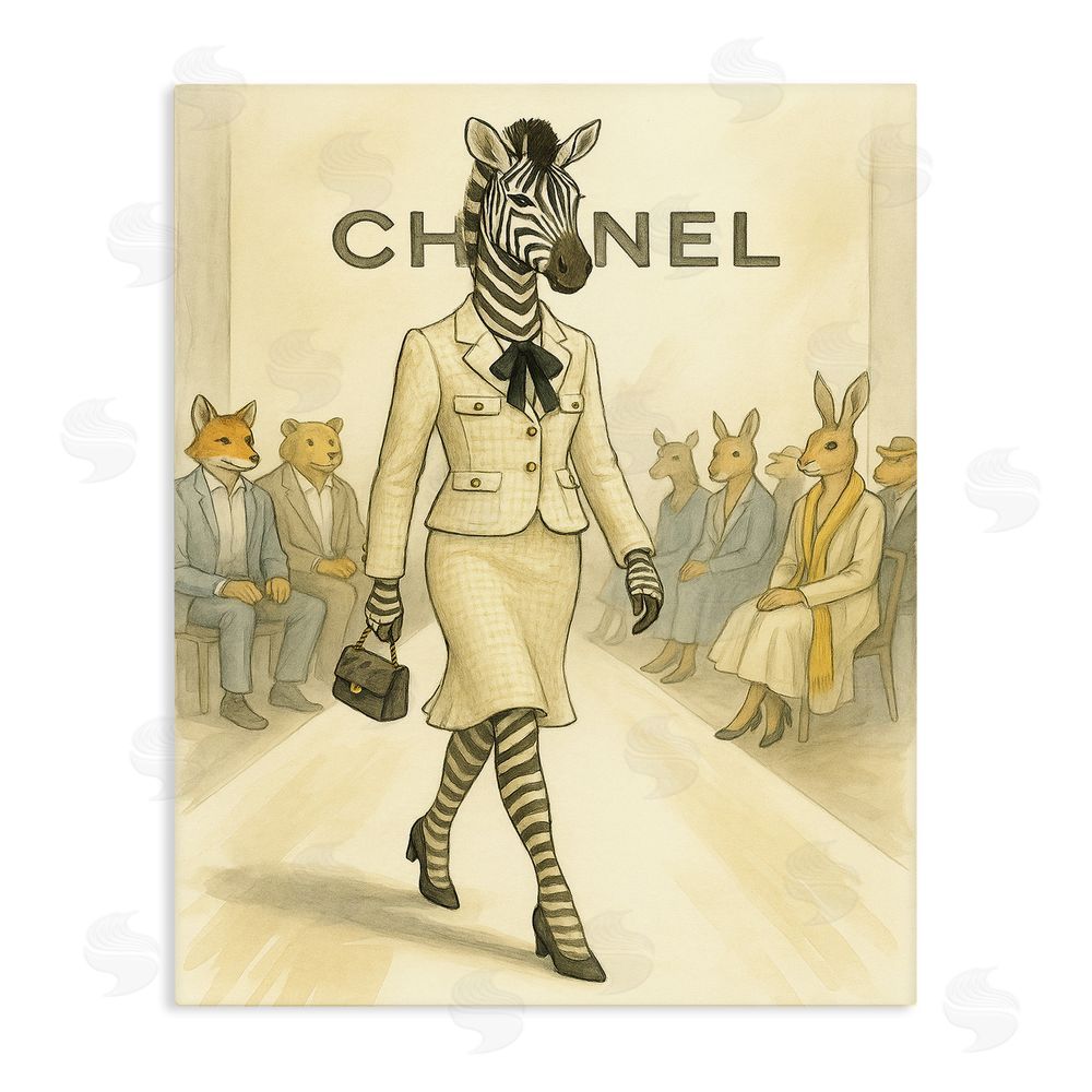 Grotto Studios Fashion Runway Zebra Stretched Canvas Wall Art