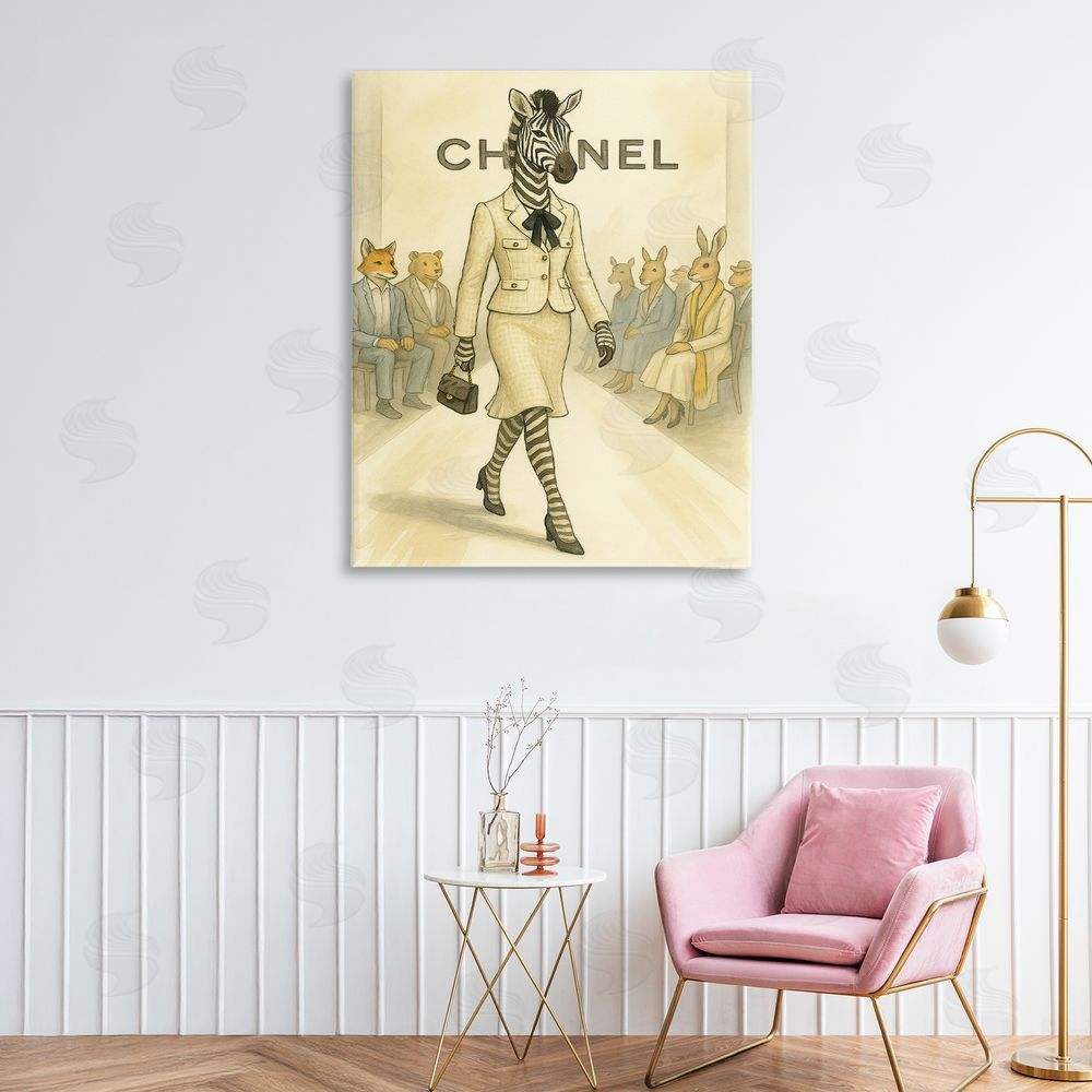 Grotto Studios Fashion Runway Zebra Stretched Canvas Wall Art in Room