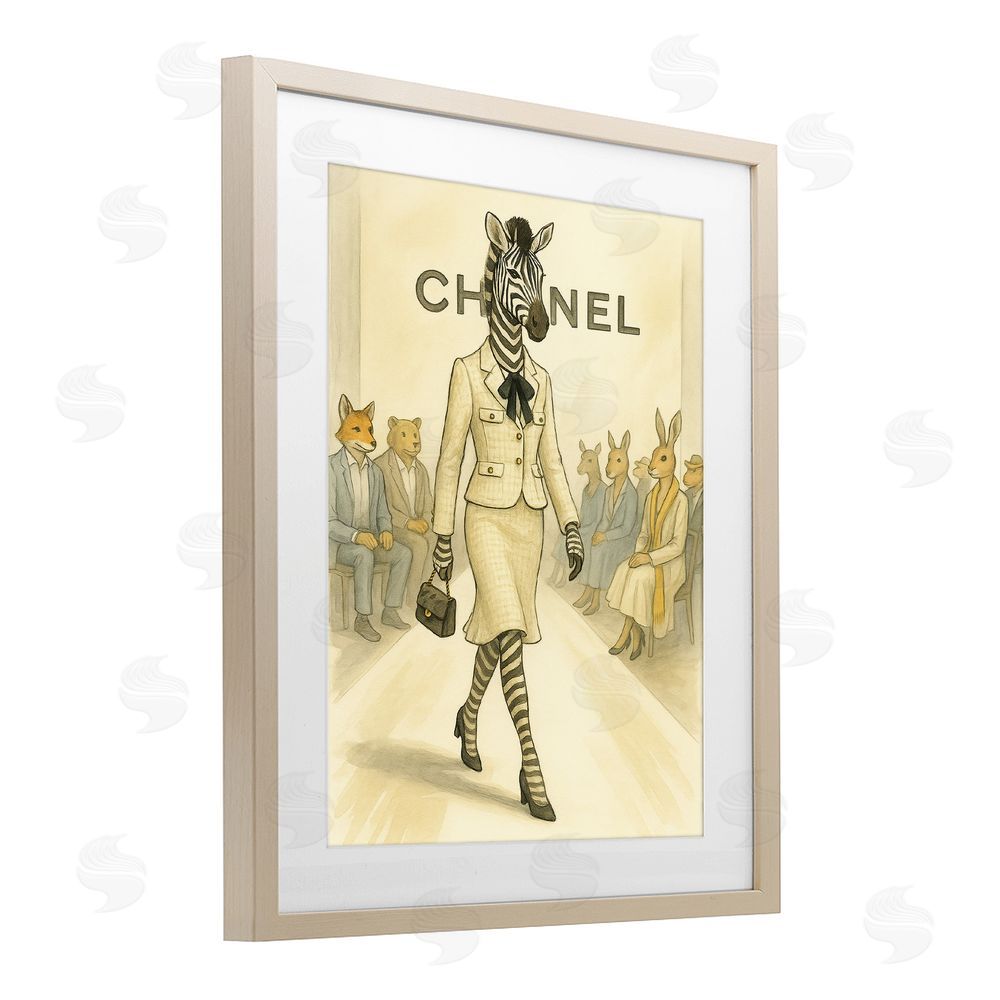 Grotto Studios Fashion Runway Zebra Birch Framed Print Under Glass Wall Art