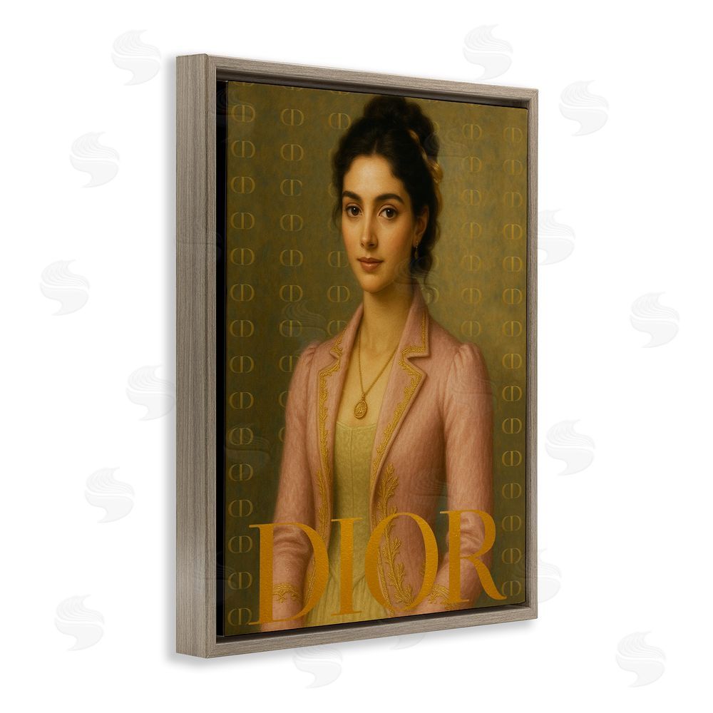 Grotto Studios Iconic Gentlewoman Fashion Brown Floating Frame Canvas Wall Art Print